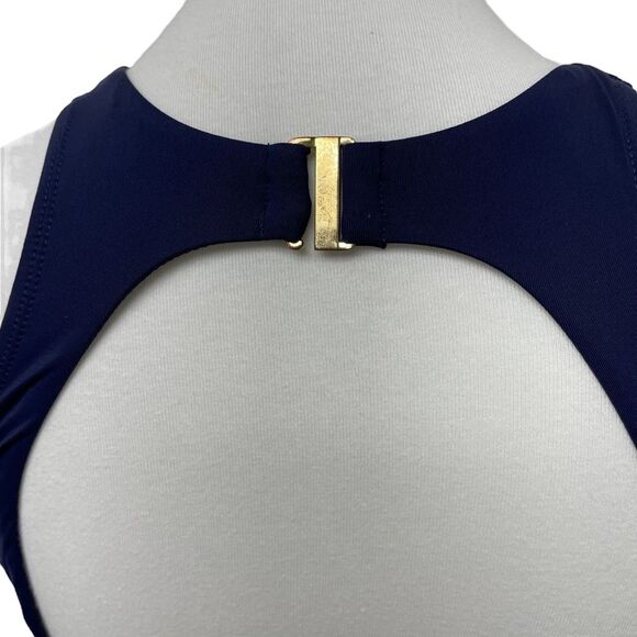 Andie Swim Catalina One Piece Navy Blue Swimsuit, Large. Open clasp back - Picture 7 of 14